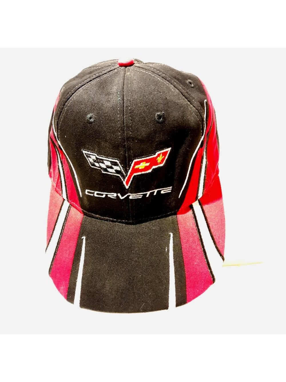 C7 Corvette Stingray Patch Hat/Cap Black Red crossed flags Hook Loop Adjustable